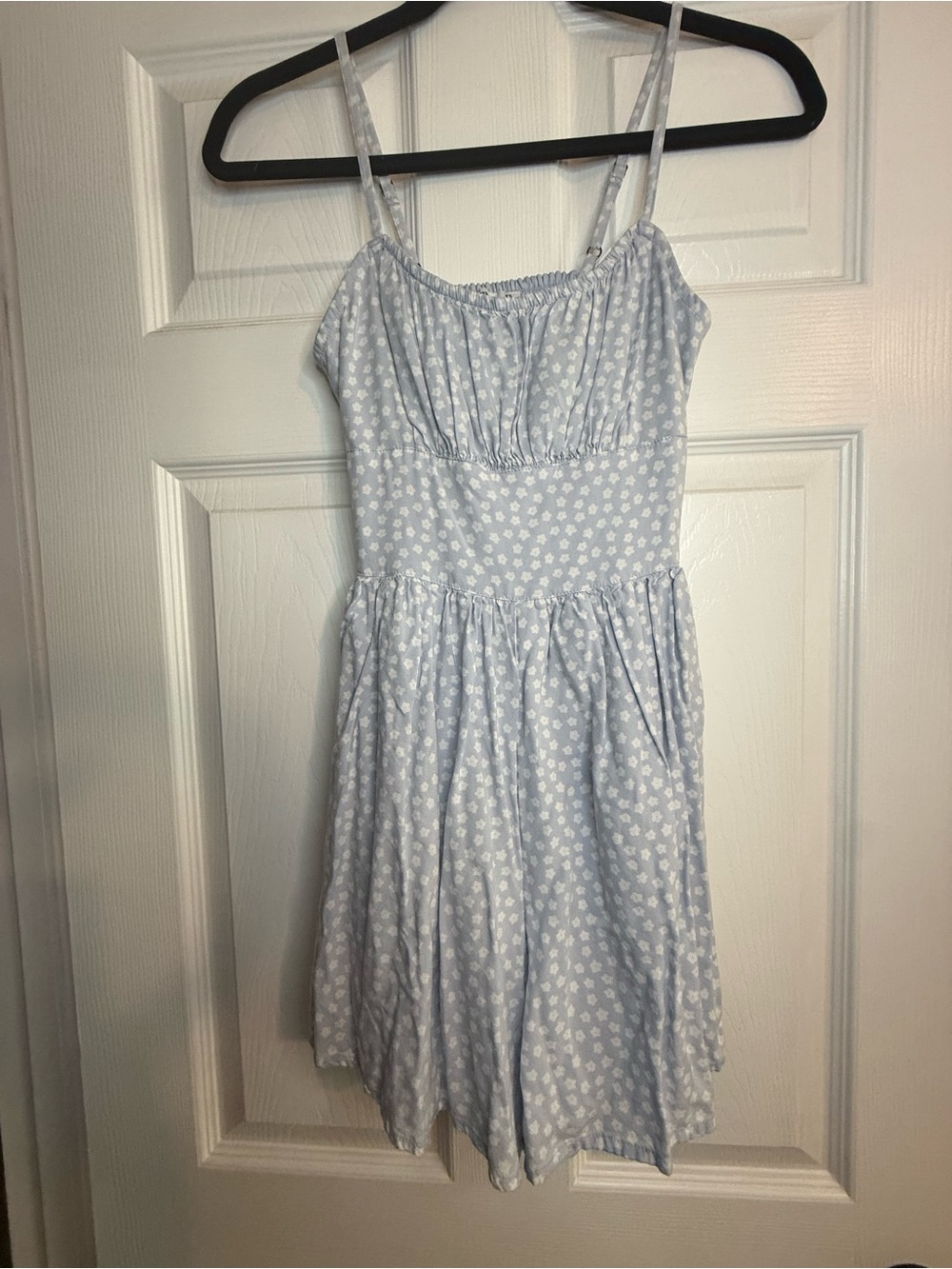 Hollister Light Blue Smocked Top